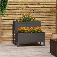 Plantekasse 84,5x84x75 cm massivt fyrretræ grå