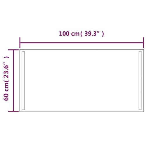 Badeværelsesspejl med LED-lys 100x60 cm