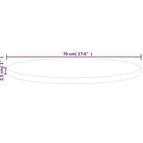 Rund bordplade Ø70x2,5 cm ubehandlet massivt egetræ