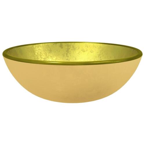 Håndvask 35x12 cm hærdet glas guldfarvet