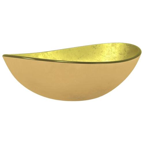 Håndvask 54,5x35x15,5 cm hærdet glas Guldfarvet