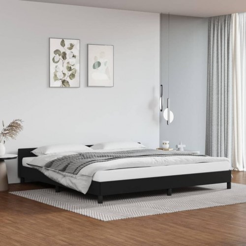 Sengeramme med hovedgærde uden madras - sort 200 x 200 cm