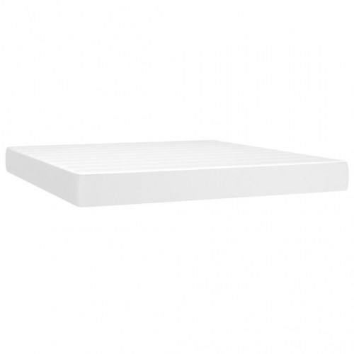 Springmadras med pocketfjedre - medium 160×200×20 cm, kunstlæder hvid