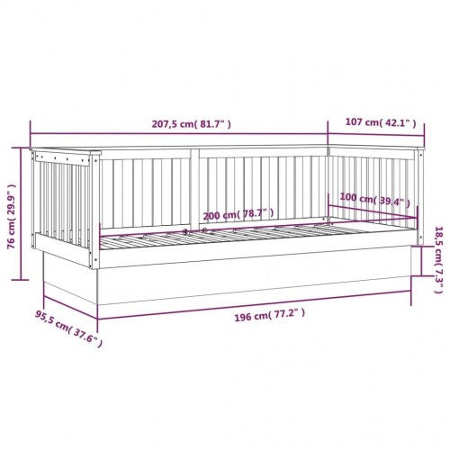 Daybed 100×200 cm i massivt fyrretræ - grå