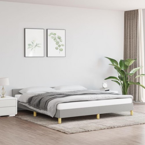 Sengeramme med sengegavl 160x200 cm - stof, lysegrå