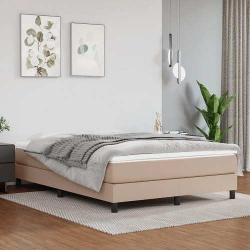 Springmadras med pocketfjedre - medium 140 x 190 x 20 cm, kunstlæder cappuccino