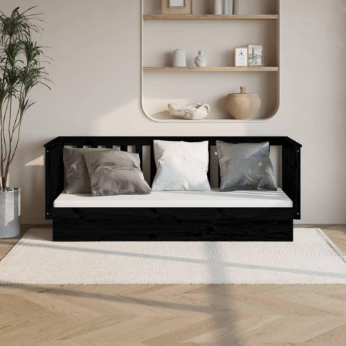 Daybed 90x190 cm massivt fyrretræ sort