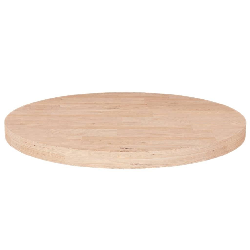 Rund bordplade Ø50×2,5 cm ubehandlet massivt egetræ