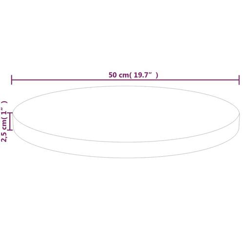 Rund bordplade Ø50x2,5 cm ubehandlet massivt egetræ