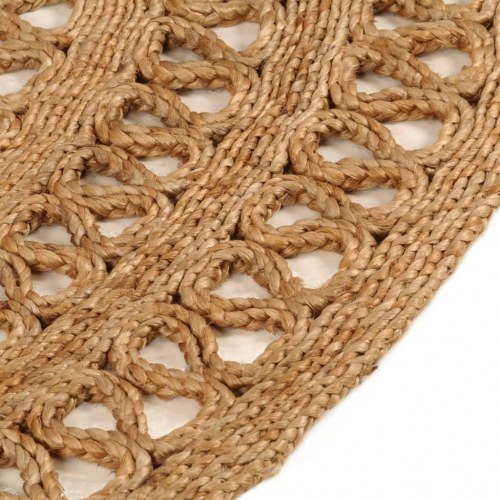 Gulvtæppe 90 cm håndflettet jute rundt