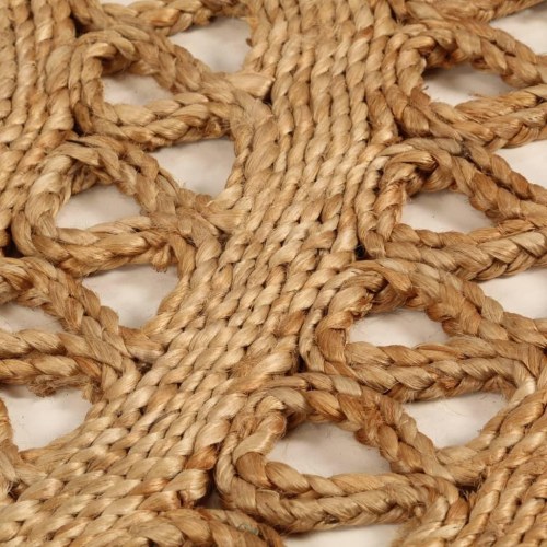 Gulvtæppe 90 cm håndflettet jute rundt