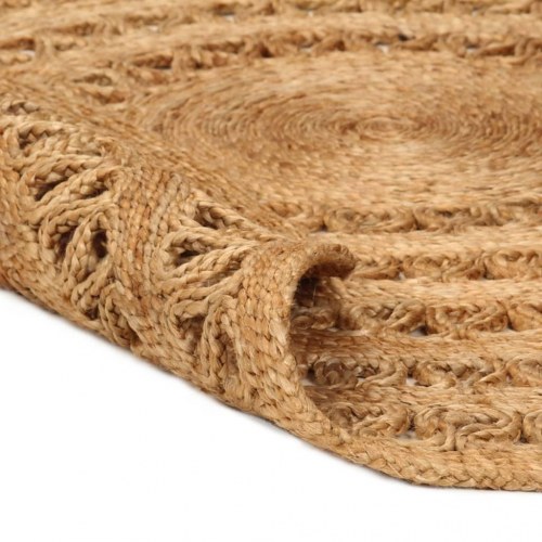 Gulvtæppe 90 cm håndflettet jute rundt