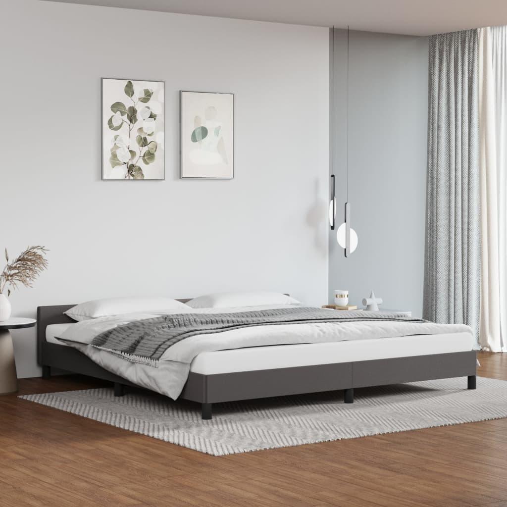 Billede af Sengeramme med sengegavl 200x200 cm kunstlæder grå