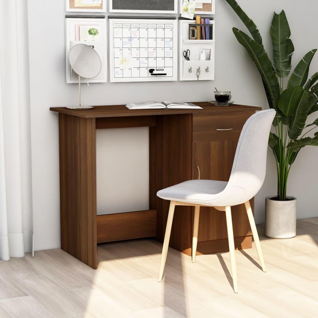 Skrivebord 100x50x76 cm konstrueret træ brun egetræsfarve