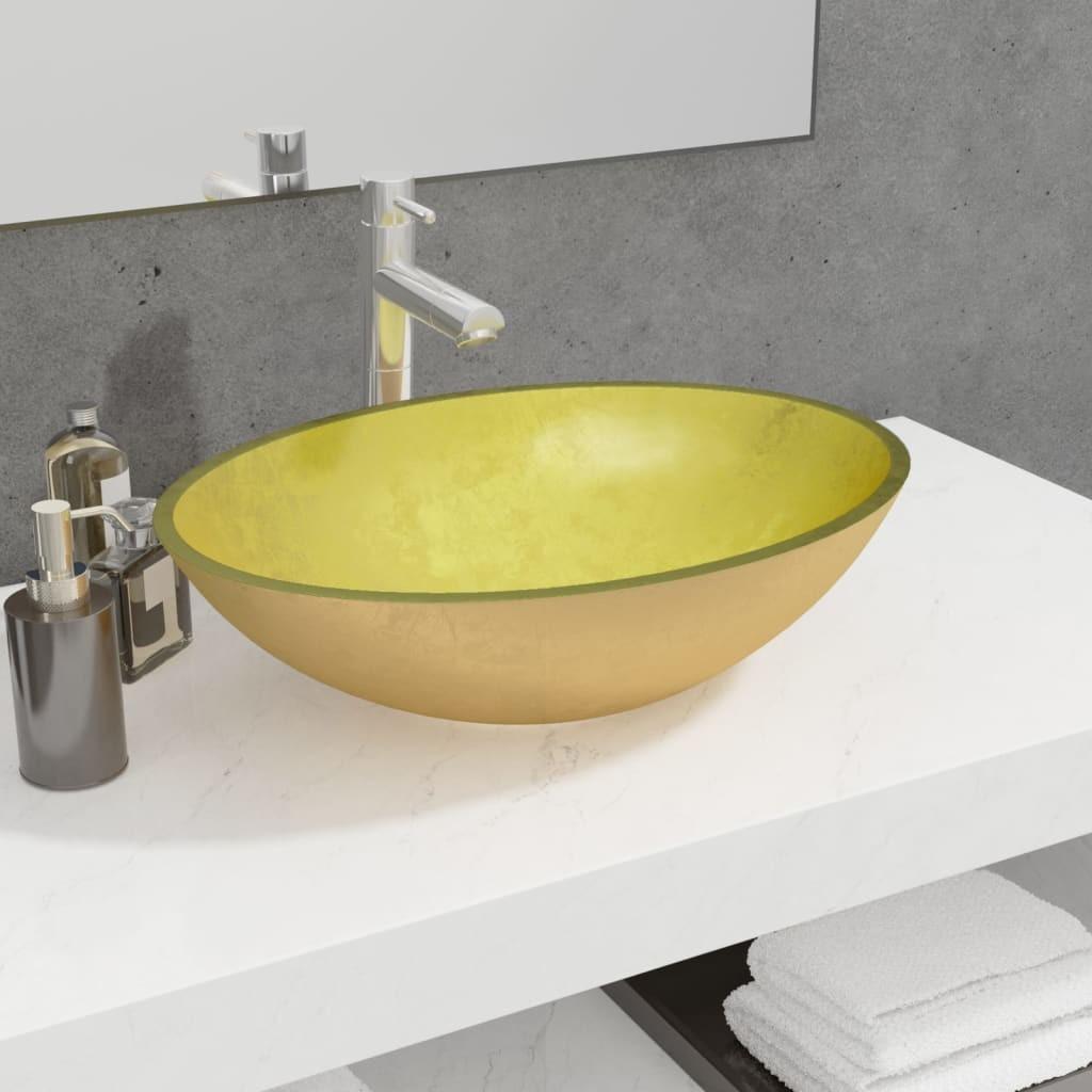 Håndvask 50x37x14 cm glas guldfarvet