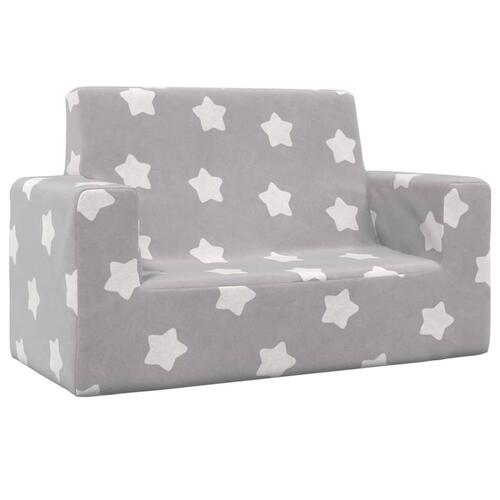 2-personers sofa til børn stjernemønster blødt plys lysegrå