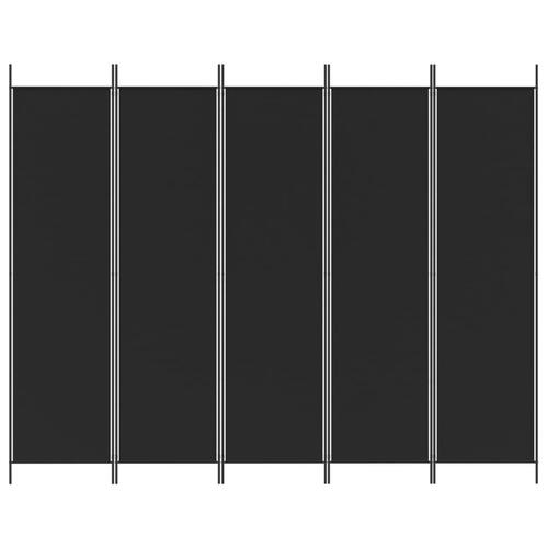 5-panels rumdeler 250x200 cm stof sort