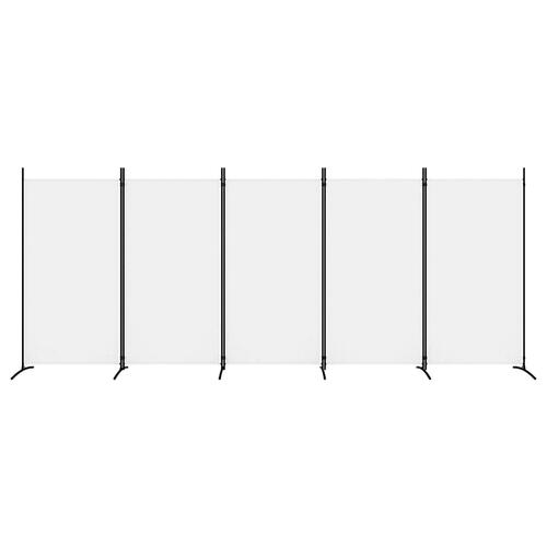 5-panels rumdeler 433x180 cm stof hvid