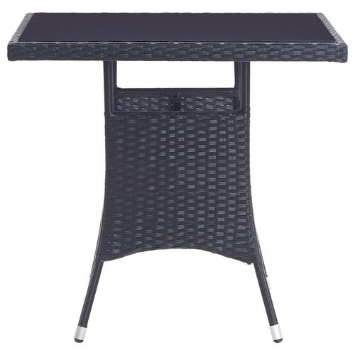 Udendørs spisebordssæt 5 dele polyrattan sort
