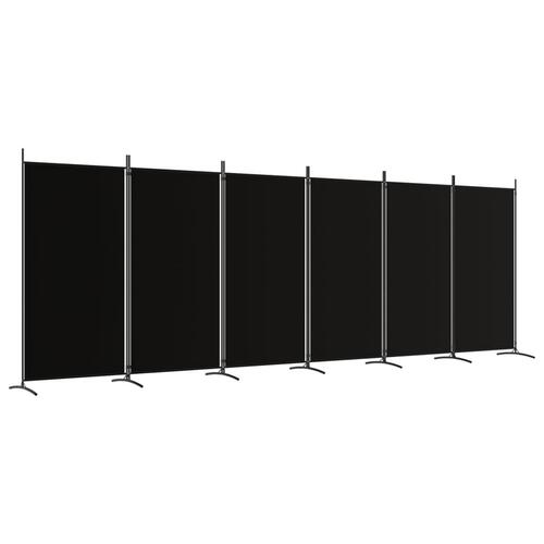 6-panels rumdeler 520x180 cm stof sort