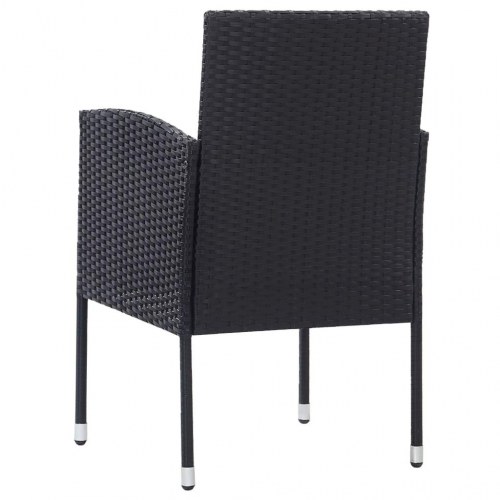 Udendørs spisebordssæt 5 dele polyrattan sort