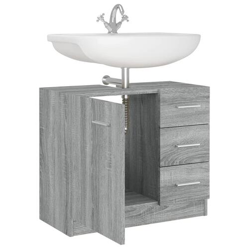 Badeværelsesskab 63x30x54 cm konstrueret træ grå sonoma-eg