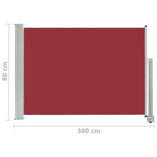 Sammenrullelig sidemarkise til terrassen 80x300 cm rød