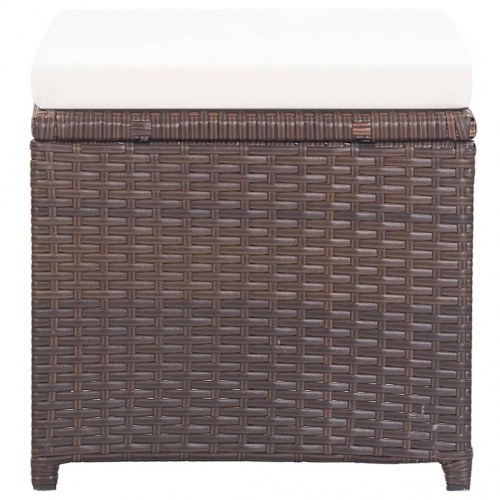 Havetaburetter 2 stk. med hynder polyrattan brun