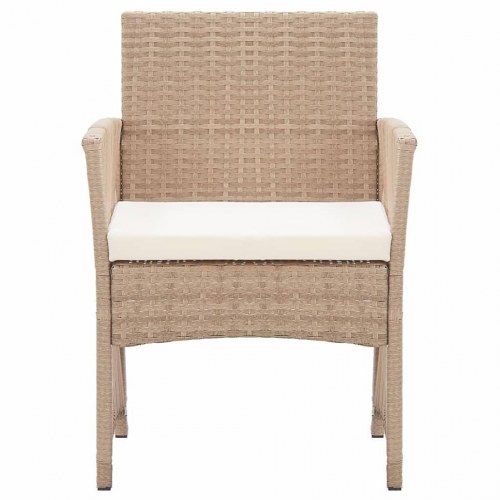 Havestole med hynder 2 stk. polyrattan beige