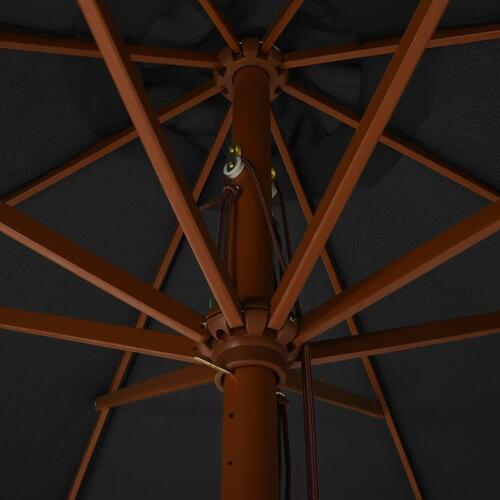 Udendørs parasol med træstang 330 cm antracitgrå