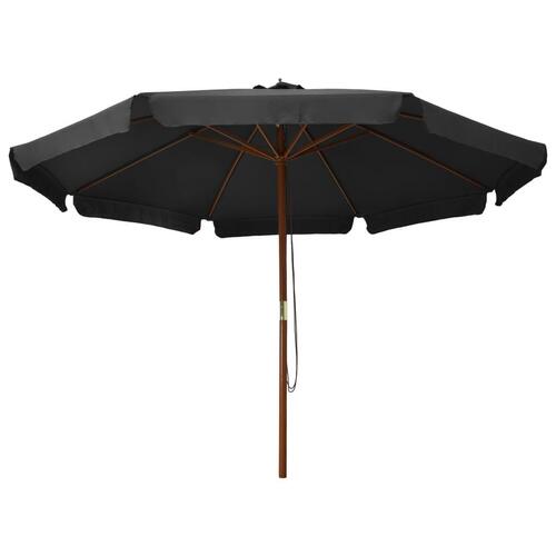 Udendørs parasol med træstang 330 cm antracitgrå