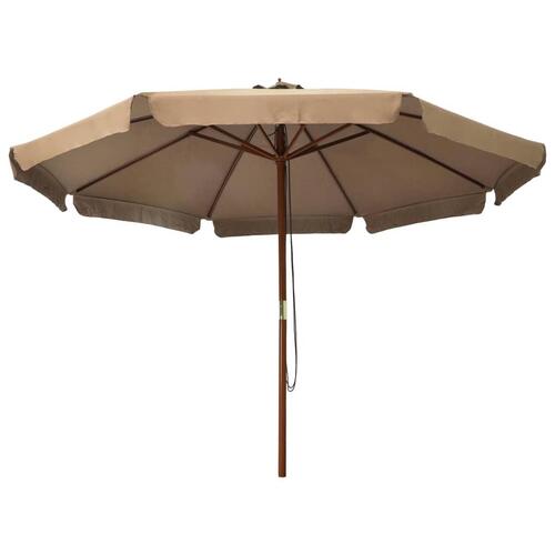 Udendørs parasol med træstang 330 cm gråbrun
