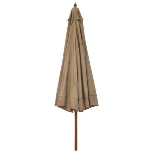 Udendørs parasol med træstang 330 cm gråbrun