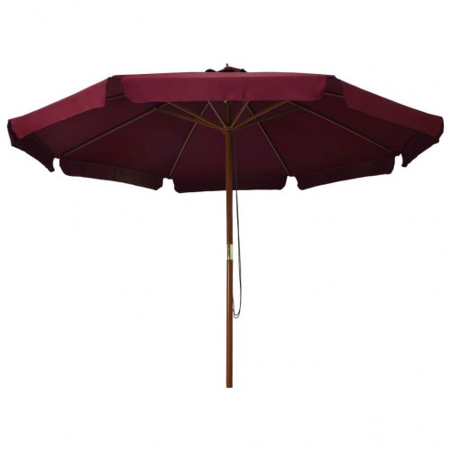 Udendørs parasol med træstang 330 cm - bordeaux
