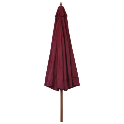 Udendørs parasol med træstang 330 cm - bordeaux
