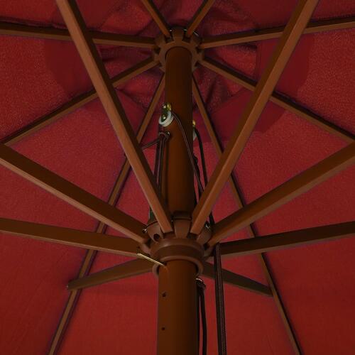 Udendørs parasol med træstang 330 cm terracottafarvet