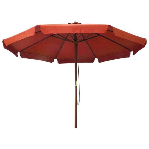 Udendørs parasol med træstang 330 cm terracottafarvet