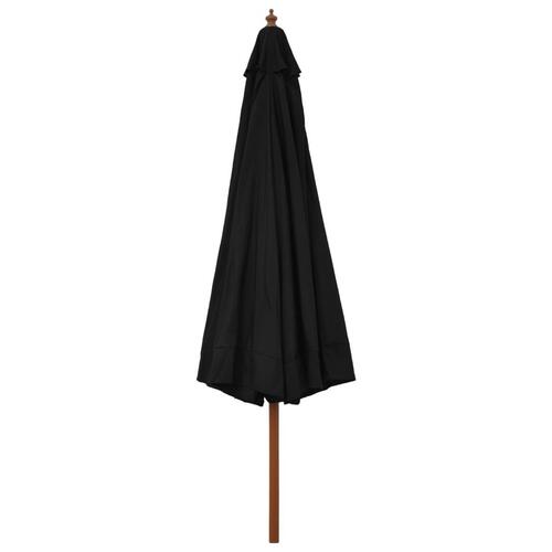 Udendørs parasol med træstang 330 cm sort