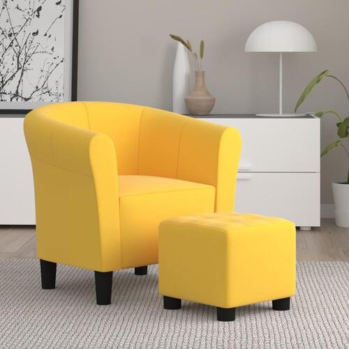 Lænestol med skammel stof gul