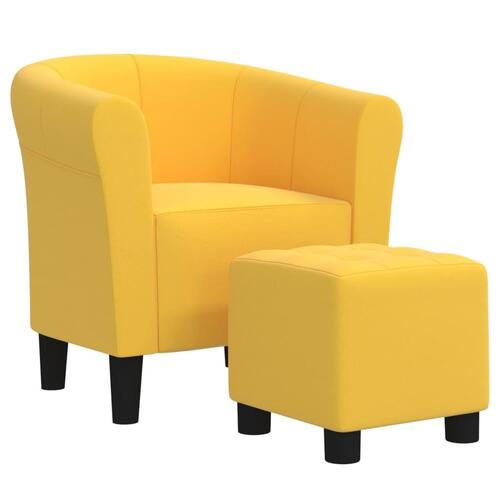 Lænestol med skammel stof gul