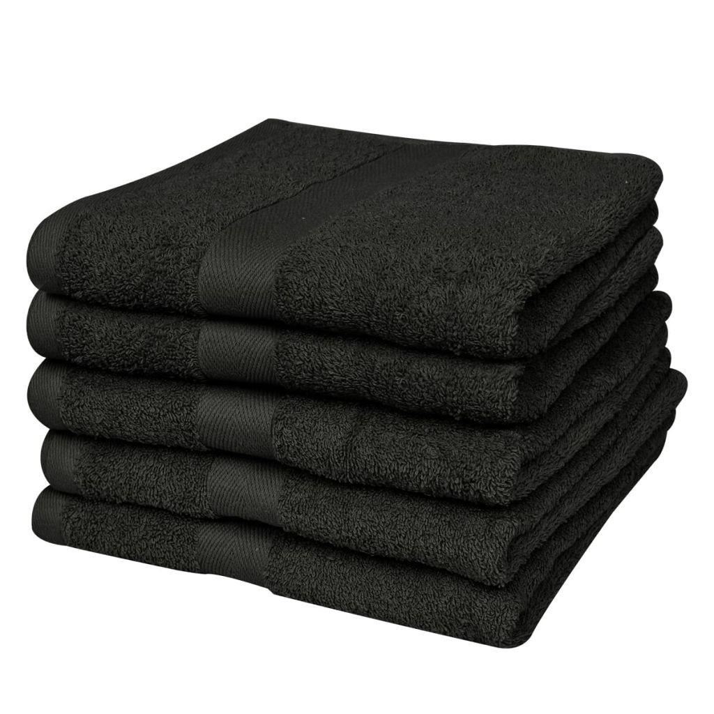 Håndklædesæt 5 stk. bomuld 500 gsm 100x150 cm sort