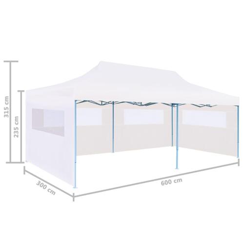 Pop op-festtelt 3x6 m med sidevægge foldbart stål hvid
