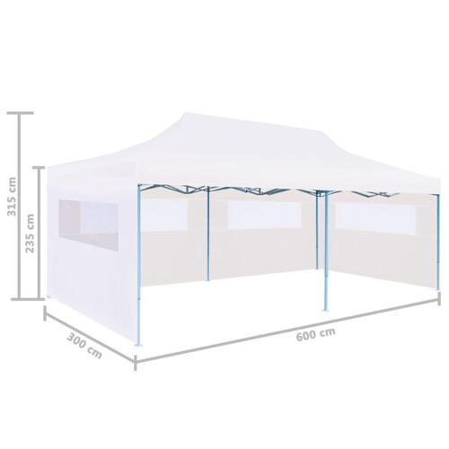 Foldbart pop-op-festtelt med sidevægge 3 x 6 m stål hvid