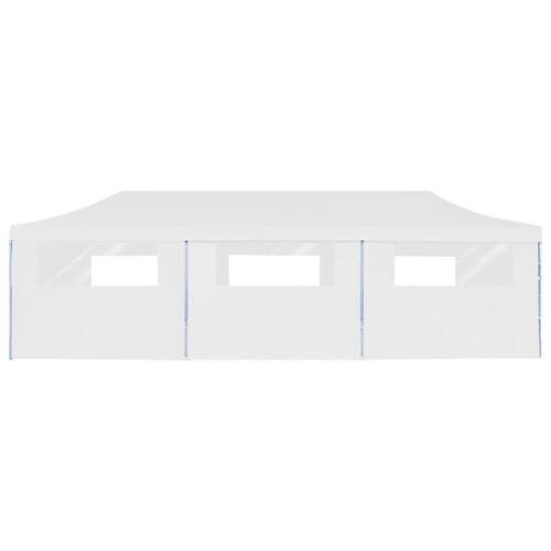 Foldbart pop op-festtelt med 8 sidevægge 3 x 9 m hvid