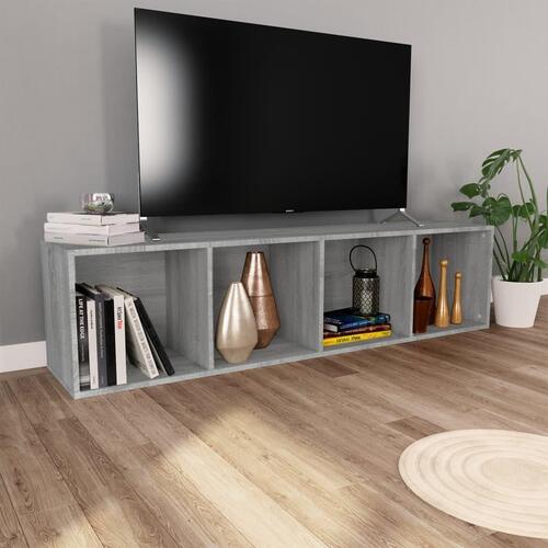 Bogreol/tv-bord 36x30x143 cm konstrueret træ grå sonoma-eg