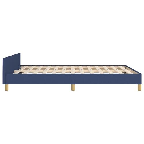 Sengeramme med sengegavl 140x200 cm stof blå
