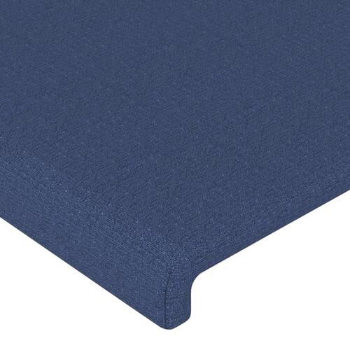 Sengeramme med sengegavl 140x200 cm stof blå
