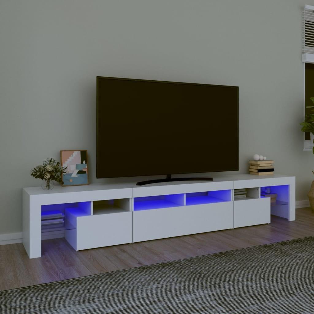 Tv-skab med LED-lys 230x36,5x40 cm hvid