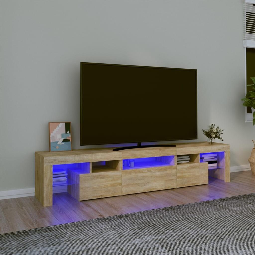 Tv-bord med LED-lys sonoma-eg 200x36,5x40 cm