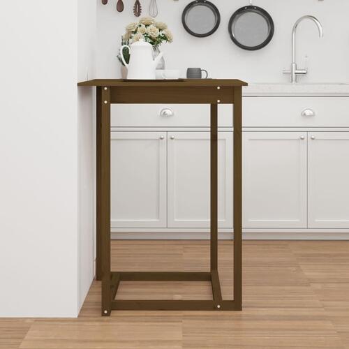 Barbord 80x80x110 cm massivt fyrretræ gyldenbrun